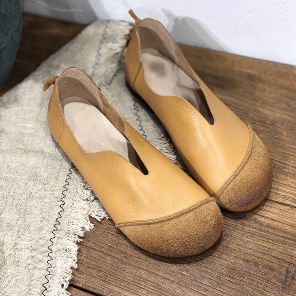 DD-line Cowhide retro women’s slip-on shoes Tan women’s 8